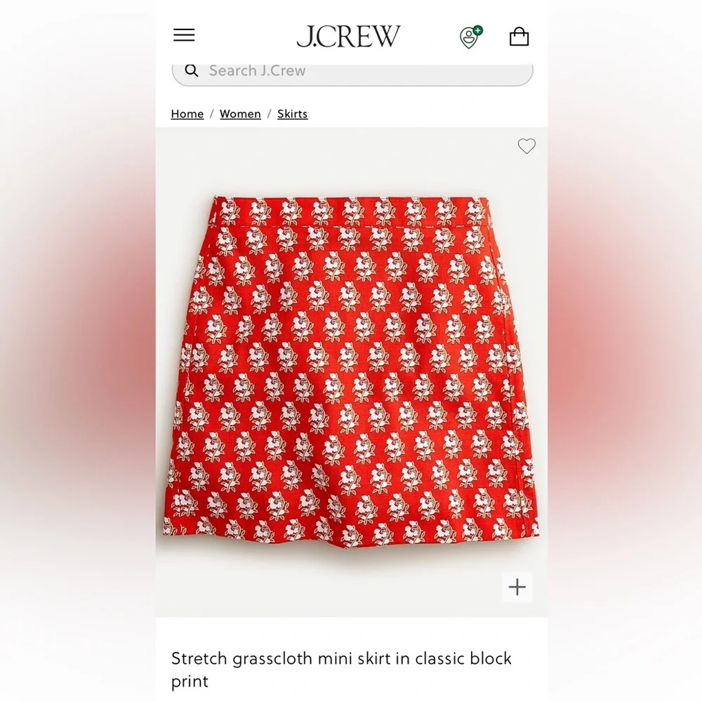 J. Crew Stretch Grasscloth mini skirt in‎ classic block print. Worn 1x